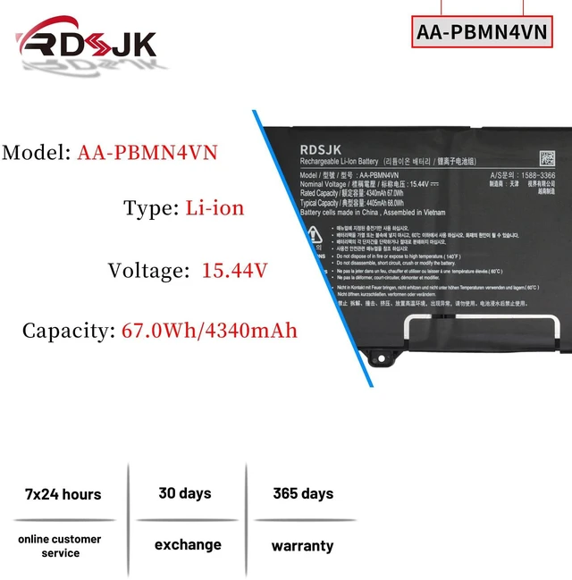 Alt view image 2 of 5 - AA-PBMN4VN Laptop Battery for Samsung Galaxy Book Pro 360 15 15.6" NP950XDB NP950XDB-KA1US NP950XDB-KB1US NP950XDB-KC3US NP950XDB-KC5US NP950QDB NP950QDB-KB1US NP950QED NP950QED-KB1US 15.44V 67W