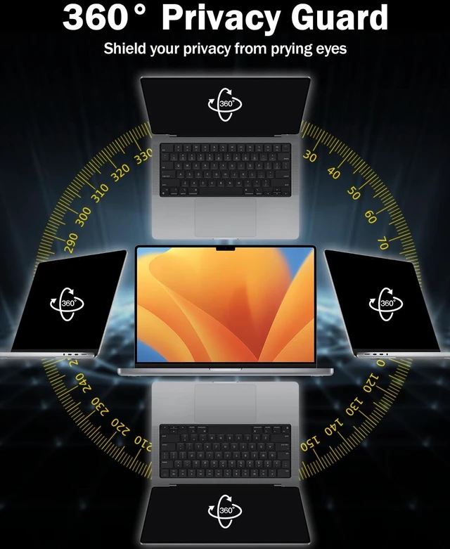Alt view image 2 of 5 - F FORITO 14 Inch 16:10 Laptop Privacy Screen Protector, 360 Anti Peeping and Anti Glare Laptop Privacy Shield Compatible with All 14" Laptops with 16:10 Aspect Ratio
