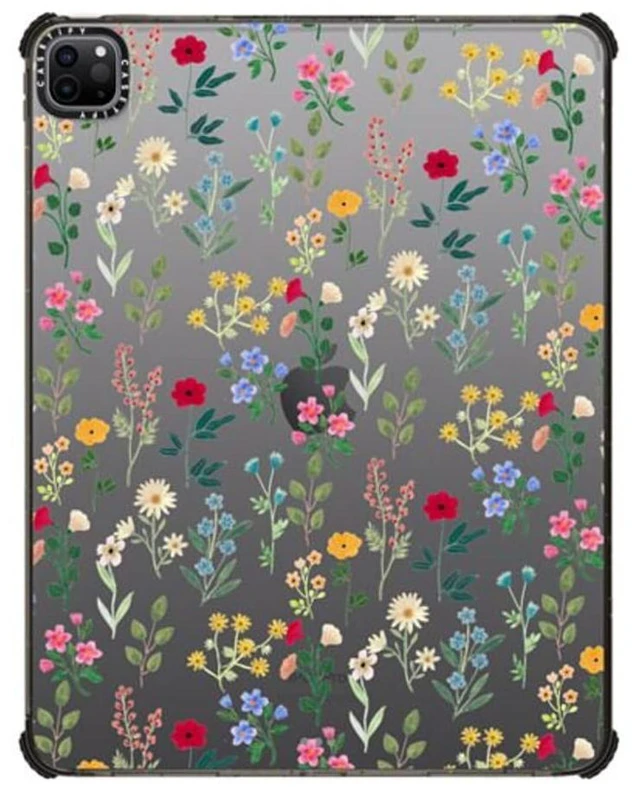 Main image of CASETiFY Impact Case for iPad Pro 12.9" (3rd/4th/5th/6th Gen) - Spring Botanicals 2 - Clear Black