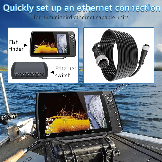 Alt view image 3 of 5 - SigeIy 720073-5 AS EC 10E Ethernet Cable Extension, Replacement for Humminbird of Helix 15, Helix 12, Helix 10, Helix 9, Helix 8, Helix 7, Apex, Onix, Models (Black 10 Feet)