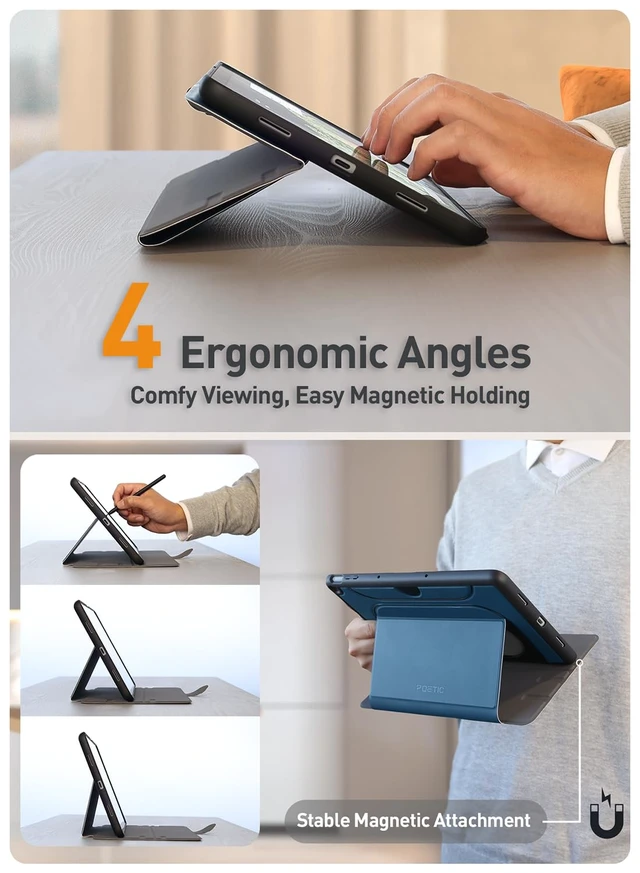 Alt view image 3 of 5 - Poetic Explorer Magnetic Folio Stand Case Designed for Google Pixel Tablet (2023), Magnetic Fidget Mount Case for Google Pixel Tablet, Teal Blue