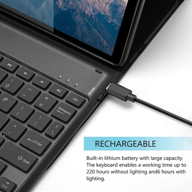 Alt view image 5 of 5 - QYiiD Touchpad Galaxy Tab S4 10.5 2018 Model SM-T830/T835/T837 Keyboard Case, 7 Color Backlight Detachable Keyboard Multi-Angles Stand Protective Cover with S Pen Holder for Galaxy Tab S4 10.5", Black