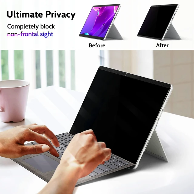 Alt view image 2 of 5 - Peslv Magnetic Privacy Screen for Surface Go 4/3/2/1 10.5 Inch, Removable Anti Blue Light Glare Filter, Black Security Private Apy Block Protector