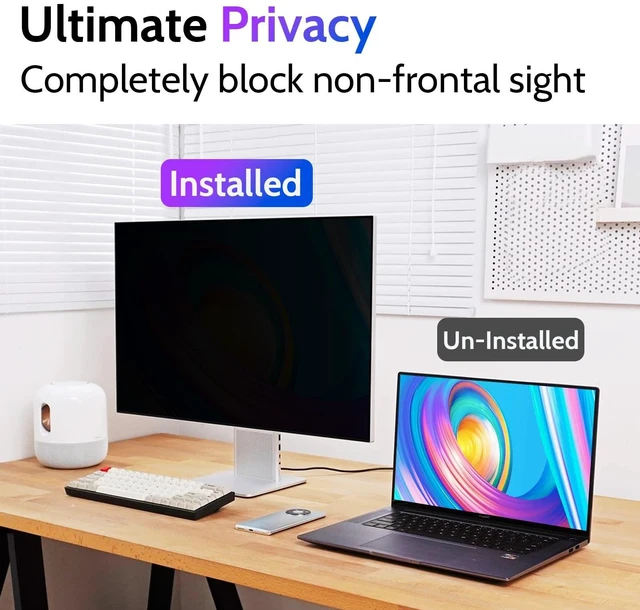 Alt view image 2 of 5 - Peslv Computer Privacy Screen 23 Inch for 16:9 Widescreen Monitor, Removable 23inch Anti Blue Light Anti Glare Monitor Privacy Filter Shield