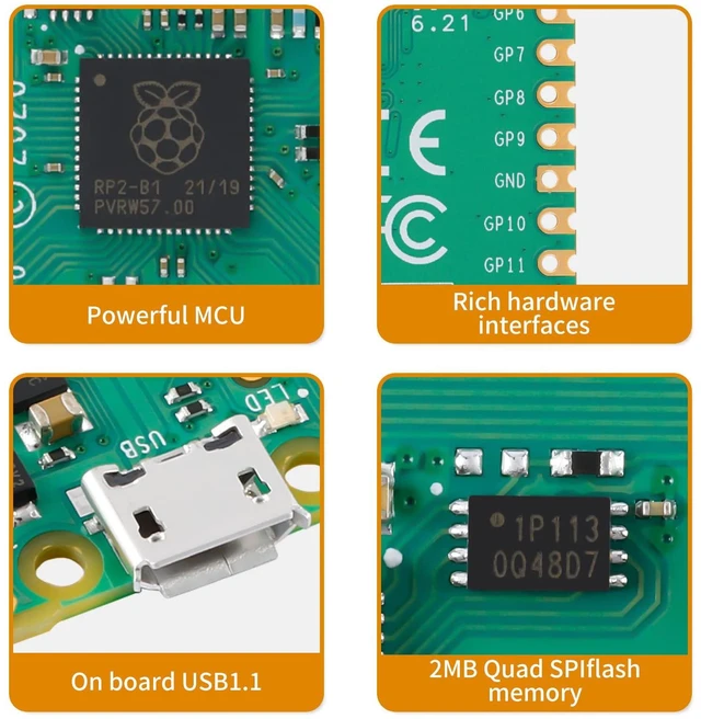 Alt view image 4 of 5 - hiBCTR 10pcs Raspberry pi pico Development Board with rp2040 Dual-core Cortex m0+ Processor, Supports c/c++/Python, 2mb Flash, spi/i2c/uart Interface