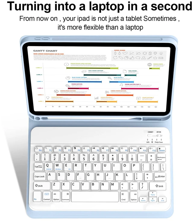 Alt view image 5 of 5 - BQDIYOO Keyboard Case for iPad 11th Generation (A16), 10th Gen, Blue