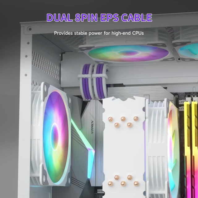 Alt view image 3 of 5 - Sirlyr PSU Extension Cable Kit - Custom Sleeved Power Supply Mod for PC Build 16AWG 24Pin ATX/8 (4+4) Pin EPS CPU/8 (6+2) Pin PCI-E GPU PSU - White Purple 5 Kits