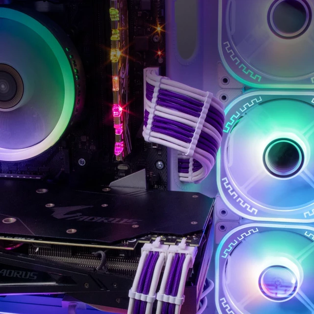 Alt view image 5 of 5 - Sirlyr PSU Extension Cable Kit - Custom Sleeved Power Supply Mod for PC Build 16AWG 24Pin ATX/8 (4+4) Pin EPS CPU/8 (6+2) Pin PCI-E GPU PSU - White Purple 5 Kits