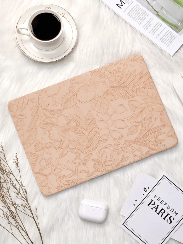 Alt view image 4 of 5 - Seorsok Compatible with New MacBook Air 13.6 inch Case M5 M4 M3 M2 2026-2022 Release A3449 A3240 A2681 A3113,Elegant Leaves Flowers Leather Plastic Hard Shell Case&Keyboard Cover,Pink Blooming Floral