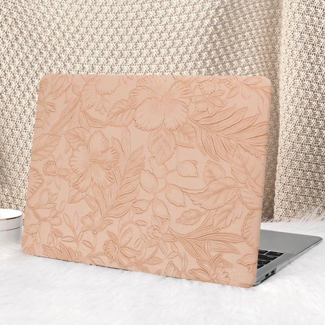 Main image of Seorsok Compatible with New MacBook Air 13.6 inch Case M5 M4 M3 M2 2026-2022 Release A3449 A3240 A2681 A3113,Elegant Leaves Flowers Leather Plastic Hard Shell Case&Keyboard Cover,Pink Blooming Floral