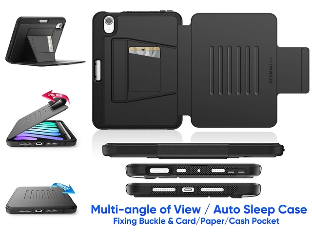 Alt view image 2 of 5 - SEYMAC stock Case for iPad mini 7 (A17 Pro)/ Mini 6 8.3'', Powerful Magnetic Auto Sleep Protective Case with Absorbing Multi-Angles Stand, Pen Holder, Card Slot, Blue