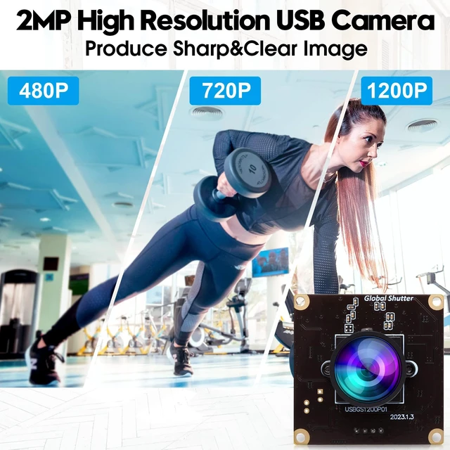 Alt view image 4 of 5 - ELP Global Shutter USB Camera Module High Speed with Wide Angle Lens for Computer 1080P Mini UVC USB2.0 Webcam Board High Frame 90fps PC Camera for Laptop (100 no Distortion Lens)