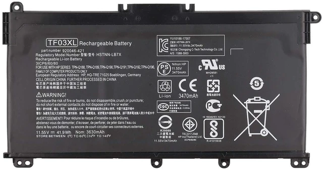 Main image of Vvsialeek TF03XL 41.9Wh Laptop Battery Compatible with HP Pavilion 15-CC 15-CC023CL CC050WM 17-AR050WM 15-CK 15-CK0XX 17-AR 17-AR050WM 17-AR007CA 14-BF 14-BF040WM 14-BK000 HSTNN-IB7Y