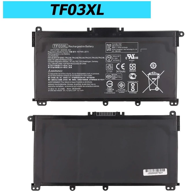 Alt view image 2 of 3 - Vvsialeek TF03XL 41.9Wh Laptop Battery Compatible with HP Pavilion 15-CC 15-CC023CL CC050WM 17-AR050WM 15-CK 15-CK0XX 17-AR 17-AR050WM 17-AR007CA 14-BF 14-BF040WM 14-BK000 HSTNN-IB7Y