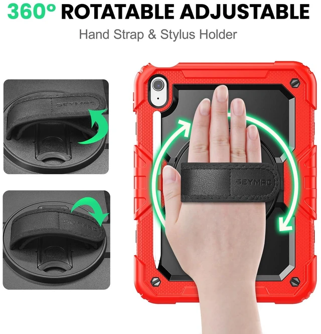 Alt view image 3 of 5 - SEYMAC Case for iPad A16 11th/10th Generation 11"/10.9", Black/Red