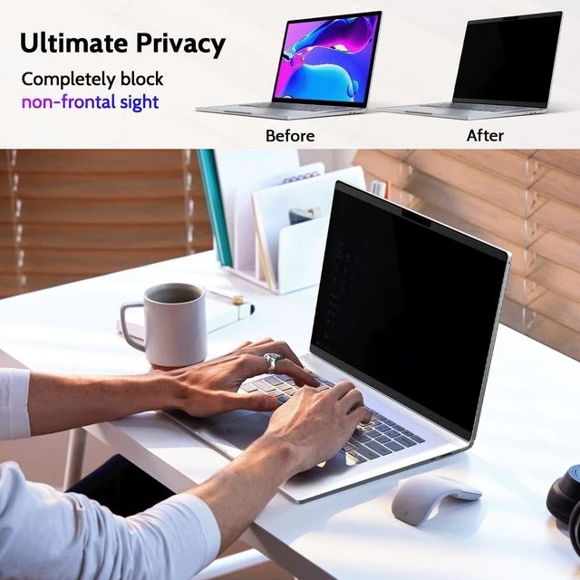 Alt view image 3 of 5 - Peslv Magnetic Privacy Screen for Surface Book 3/2/1 15 Inch, Removable Anti Blue Light Glare Filter, Black Security Private Apy Block Protector