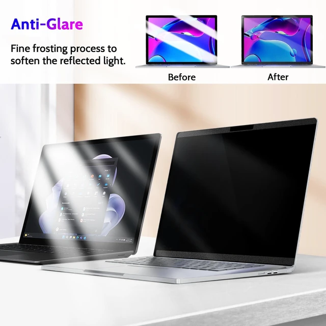 Alt view image 4 of 5 - Peslv Magnetic Privacy Screen for Surface Book 3/2/1 15 Inch, Removable Anti Blue Light Glare Filter, Black Security Private Apy Block Protector
