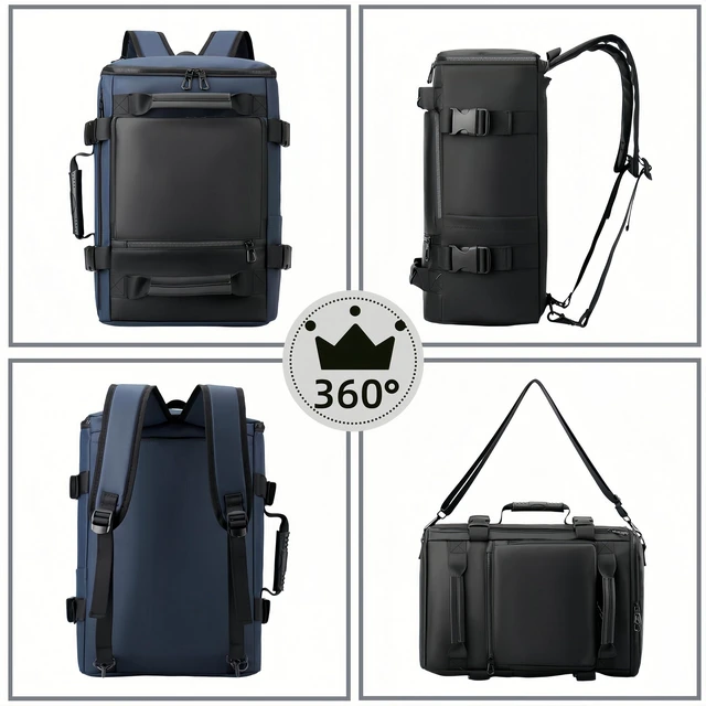 Alt view image 3 of 5 - RichMoro Carry On Backpack Travel Backpack for Men & Women, Durable Convertible Duffle Bag Fit for 16 Inch Laptop for Fitness, Travel (Dark blue)