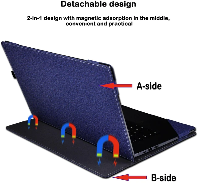 Alt view image 4 of 5 - LIMIYUE Case Cover for HP OmniBook 7/X 16 inch AI PC 16-ay/16-aw/16-az & for HP OmniBook 5 Laptop 16-ba 16-bc 16z-bc Sleeve,PU Leather Protective Bag Shell with Pen Holder (Dark Blue)