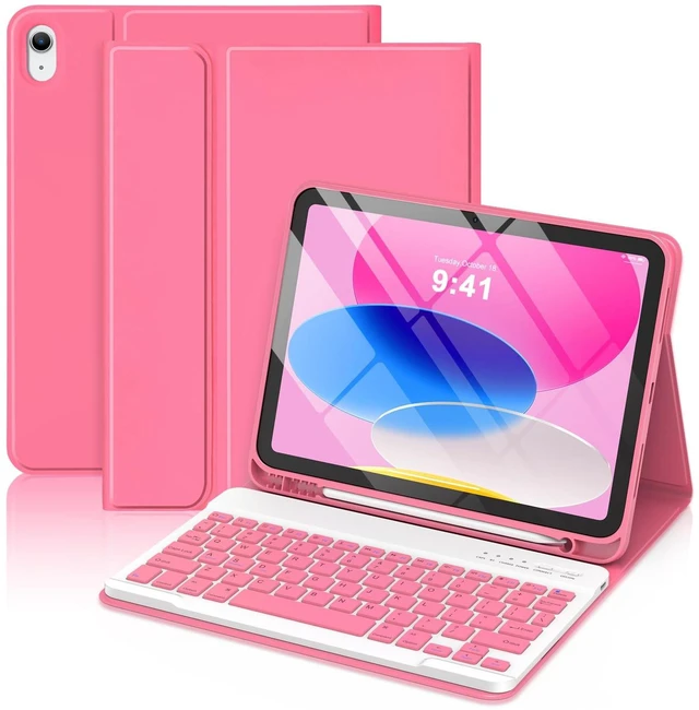 Main image of MMK for iPad A16 11th 10th Generation Case with Keyboard, Watermelon Red