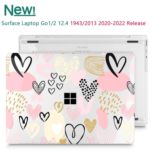 Alt view image 3 of 5 - Lepeoac Case for Surface Laptop Go 3/2/1 12.4", Pink & Gold Hearts