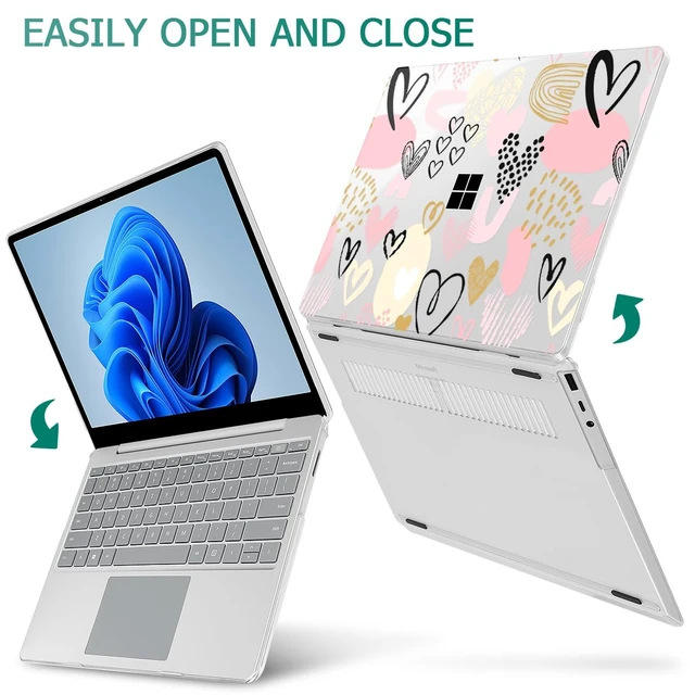 Alt view image 5 of 5 - Lepeoac Case for Surface Laptop Go 3/2/1 12.4", Pink & Gold Hearts
