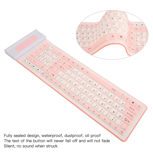 Alt view image 2 of 5 - Serounder Wireless Silicone Keyboard, Foldable Silicone Keyboard Soft Waterproof Rollup Keyboard for PC Laptop Notebook, 103 Keys, Mute Typing, Lightweight ()