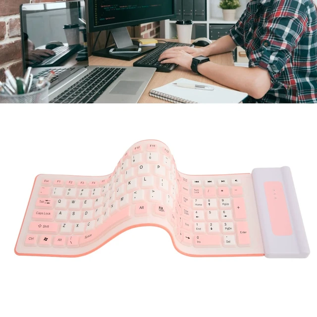 Alt view image 5 of 5 - Serounder Wireless Silicone Keyboard, Foldable Silicone Keyboard Soft Waterproof Rollup Keyboard for PC Laptop Notebook, 103 Keys, Mute Typing, Lightweight ()