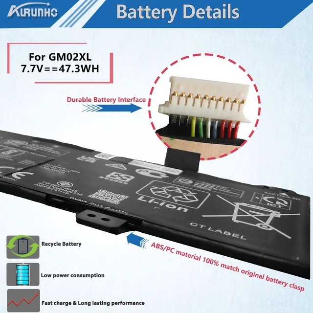 Alt view image 3 of 5 - AURUNHO GM02XL 917725-855 Laptop Battery Replacement for HP Chromebook 14 G5 G6 Chromebook X360 11 G1 G6 EE 11 G7 EE Series HSTNN-DB7X 917679-271 HSTNN-UB7M