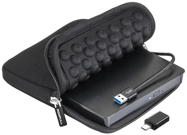Main image of ROOFULL External CD DVD Drive with Carrying Case for Laptop, USB 3.0 Type-C