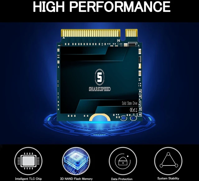 Alt view image 2 of 5 - S SHARKSPEED SSD 512GB M.2 2230 NVMe PCIe Gen 3.0X4 Internal Solid State Drive, Compatible with Steam Deck, ROG Ally, Surface Pro, Ultrabook, Laptop, Desktop PC (M.2 2230 PCIe, 512GB)