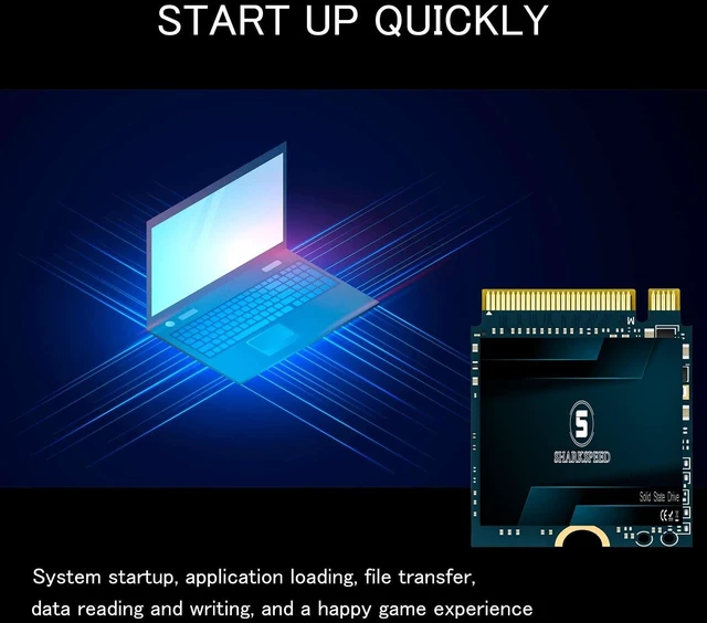 Alt view image 5 of 5 - S SHARKSPEED SSD 512GB M.2 2230 NVMe PCIe Gen 3.0X4 Internal Solid State Drive, Compatible with Steam Deck, ROG Ally, Surface Pro, Ultrabook, Laptop, Desktop PC (M.2 2230 PCIe, 512GB)