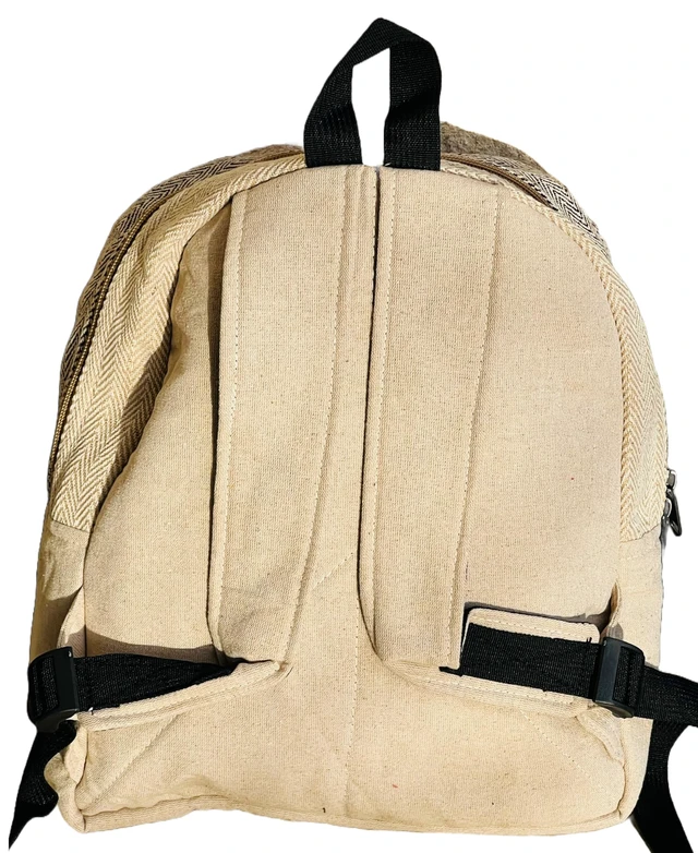 Alt view image 2 of 2 - Gurkha Handmade Unique design Himalayan Hemp Cotton Backpack 13 IN Medium Hippie, Festival, Hiking & Tablet Laptop Backpack Bag - Handmade In Mt. Everest Country Nepal