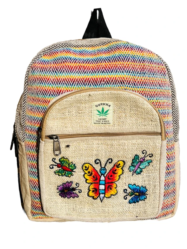 Main image of Gurkha Handmade Unique design Himalayan Hemp Cotton Backpack 13 IN Medium Hippie, Festival, Hiking & Tablet Laptop Backpack Bag - Handmade In Mt. Everest Country Nepal