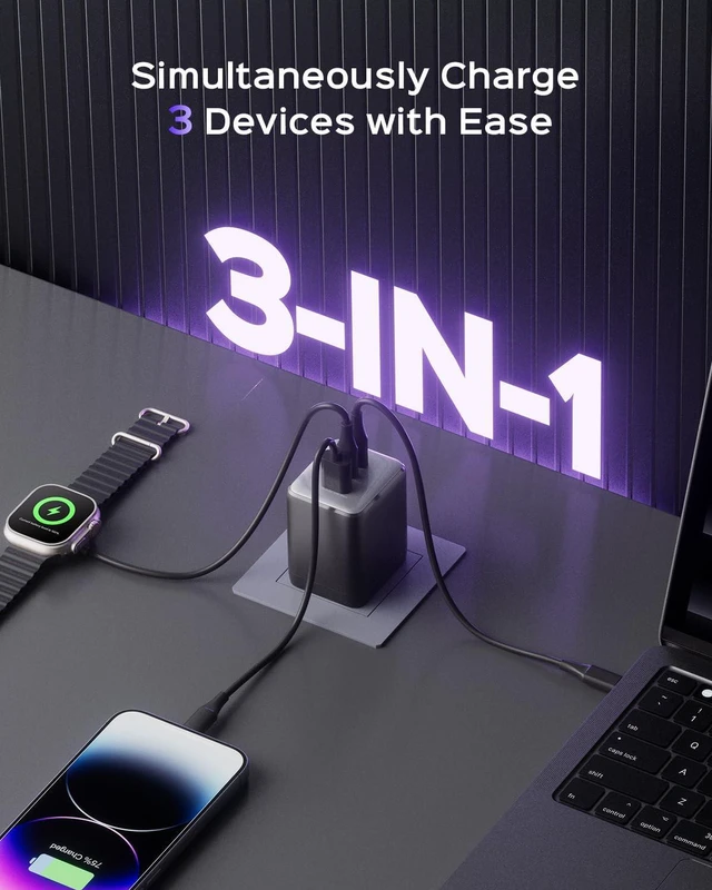 Alt view image 3 of 5 - wegear 100W USB C Charger Block, 3-Port Wall Charger Fast Charging