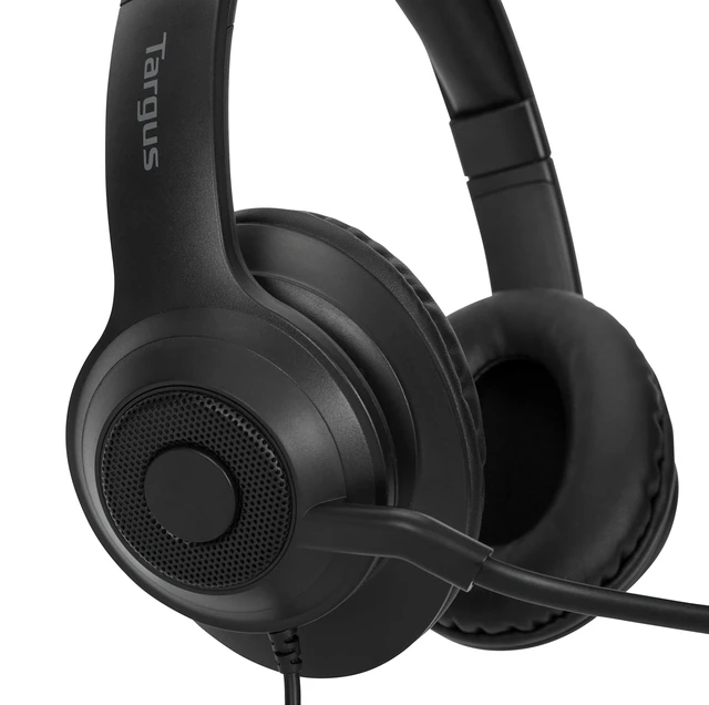 Alt view image 3 of 5 - Targus Wired Stereo Headset, Black (AEH102TT)
