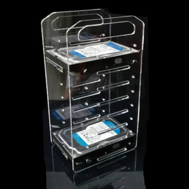 Alt view image 3 of 5 - DIY Hard Drive Bracket, Multi Layer Acrylic Rack for Desktop with Accurate Mounting Hole, Supports Multiple 3.5inch Hard Drives, Easy Installation (8 Layers)