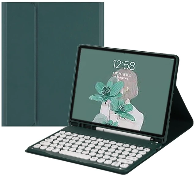 Main image of HENGHUI Keyboard Case for iPad mini 7 A17 Pro, iPad mini 7th/6th Generation Case with Cute Round Key Detachable BT Color Keyboard Cover,DarkGreen