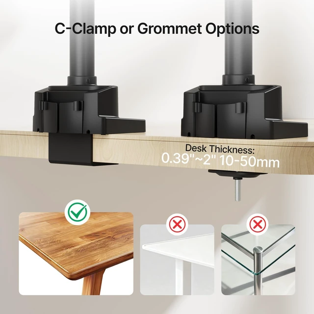 Alt view image 4 of 5 - monTEK Triple Monitor Mount for 13"-27" Screens, Max 19.8 lbs Each Arm