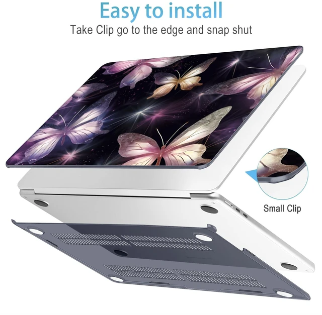 Alt view image 5 of 5 - Mektron for 2026/2025/2024/2023 MacBook Air 15 INCH M5 A3448 /M4 A3241 /M3 A3114 /M2 A2941 Case, Printed Plastic Hard Shell Cover with 15.3" Liquid Retina Display Touch ID, Glittering Butterfly