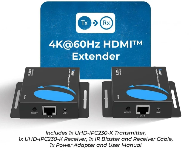 Alt view image 2 of 5 - OREI HDMI Over Ethernet Extender via CAT6 4K, 230ft POC, 1-Way IR, HDR HLG