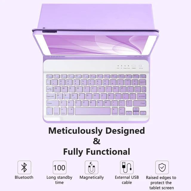 Alt view image 2 of 5 - MMK for iPad 9/8/7th Generation Case with Keyboard 10.2 inch, Purple