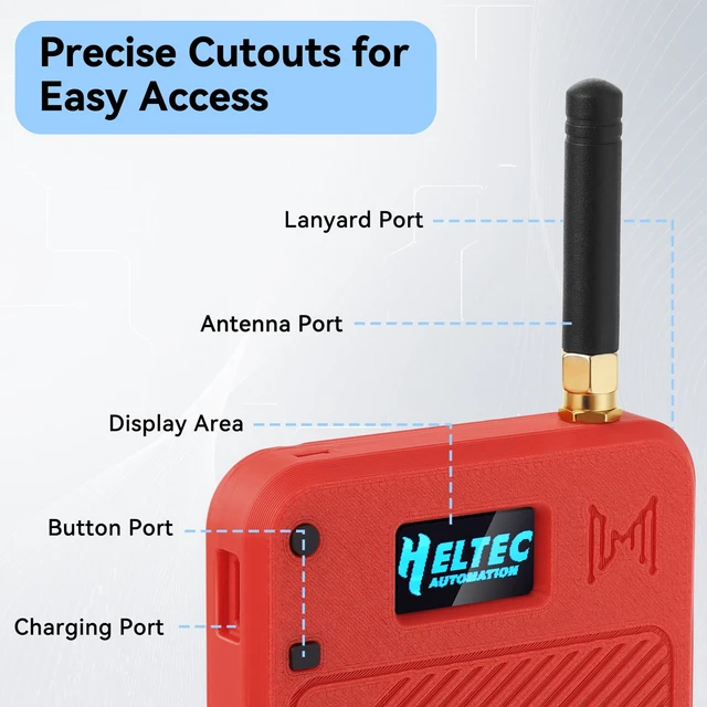 Alt view image 3 of 5 - Meshnology ESP32 LoRa V3 Development Board with 915MHz Antenna + 3000mAh Battery + Meshtastic Case, ESP32-S3 SX1262 Integrated WiFi Bluetooth OLED Display for Arduino LoRaWAN IOT (N32, Red)