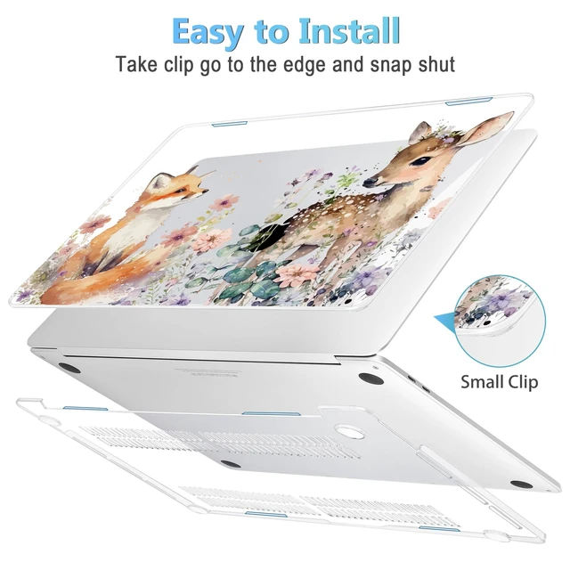 Alt view image 3 of 5 - Mektron Case for MacBook Pro 16 Inch A2141 Cover 2019 Release 16" with Liquid Retina Display/Touch ID, Plastic Hard Shell with Keyboard Skin & Screen Protector & Dust Plug, Fox and Deer