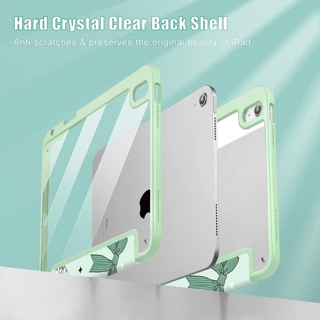 Alt view image 3 of 5 - Tuiklol for 2025 iPad (A16 Chip) 11th Generation 11 inch/iPad 10th Generation 10.9 inch 2022 Case, Buit in Pencil Holder with Clear Back Shell Cover Trifold Stand Auto Wake/Sleep, Green Bows