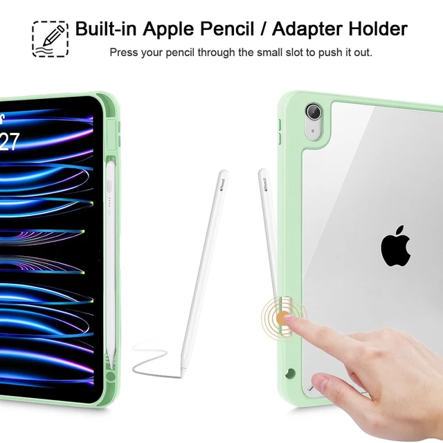 Alt view image 4 of 5 - Tuiklol for 2025 iPad (A16 Chip) 11th Generation 11 inch/iPad 10th Generation 10.9 inch 2022 Case, Buit in Pencil Holder with Clear Back Shell Cover Trifold Stand Auto Wake/Sleep, Green Bows