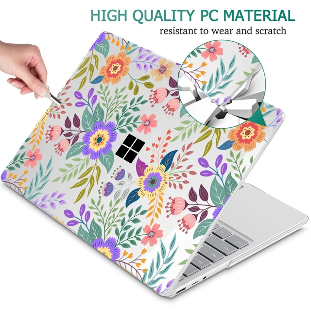 Alt view image 5 of 5 - Mektron Case for 13.5" Microsoft Surface Laptop 5/4/3 with Metal Palm Rest Model 1951/1868, 2019/2021/2022 Release Plastic Hard Shell Cover with Screen Protector + Keyboard Cover, Colorful Flo