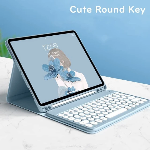 Alt view image 5 of 5 - HENGHUI Keyboard Case for iPad mini 7 A17 Pro/iPad mini 6th Generation 8.3 inch Case with Cute Round Key Detachable BT Color Keyboard Cover,Black