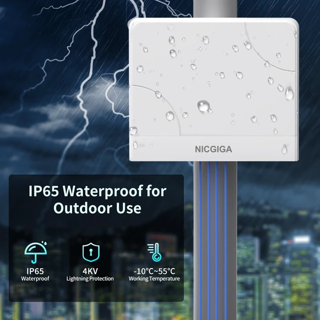 Alt view image 4 of 5 - Outdoor Waterproof 4-Port Gigabit PoE Switch with 4 Port PoE+@78W + 1000Mbps Uplink Port, 5 Port IEEE802.3af/at Power Over Ethernet Switch Unmanaged with VLAN Function, Plug & Play