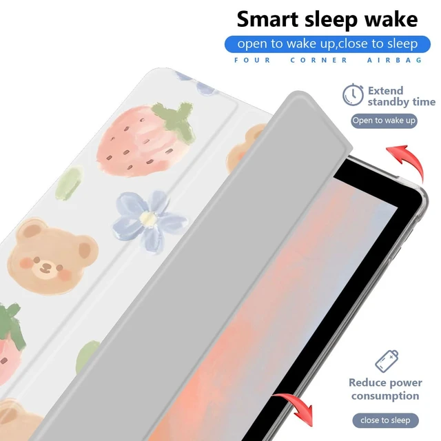 Alt view image 3 of 5 - JOYLAND Cute Bear Case for iPad 10th/11th Generation A16 Clear TPU Back Smart Stand Leather Cover with Pencil Holder for Girls Women Kids Auto Wake/Sleep Foldable Shockproof Protective Case